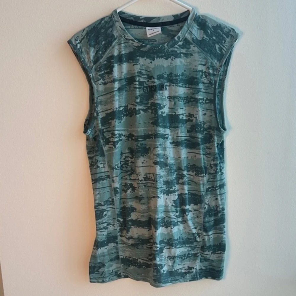 Gymshark Teal Patterned Muscle Tee - Picture 1 of 1
